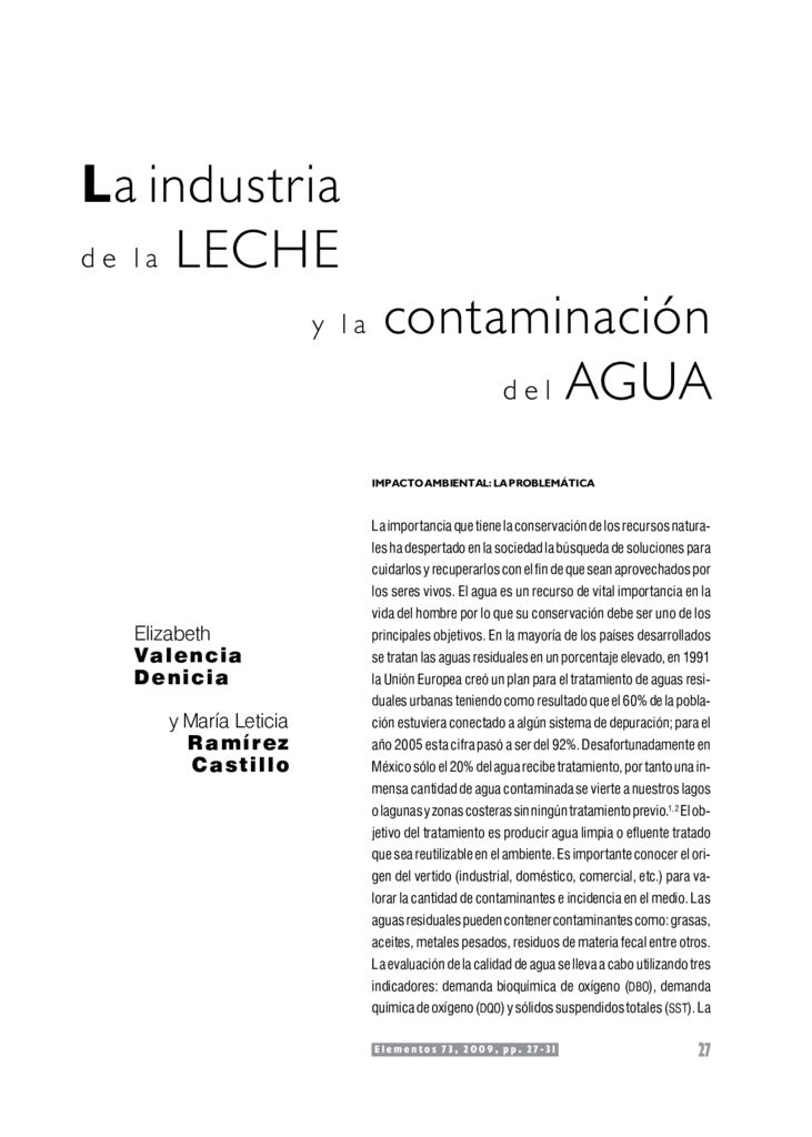 2009. La industria de la leche y la contaminación del agua