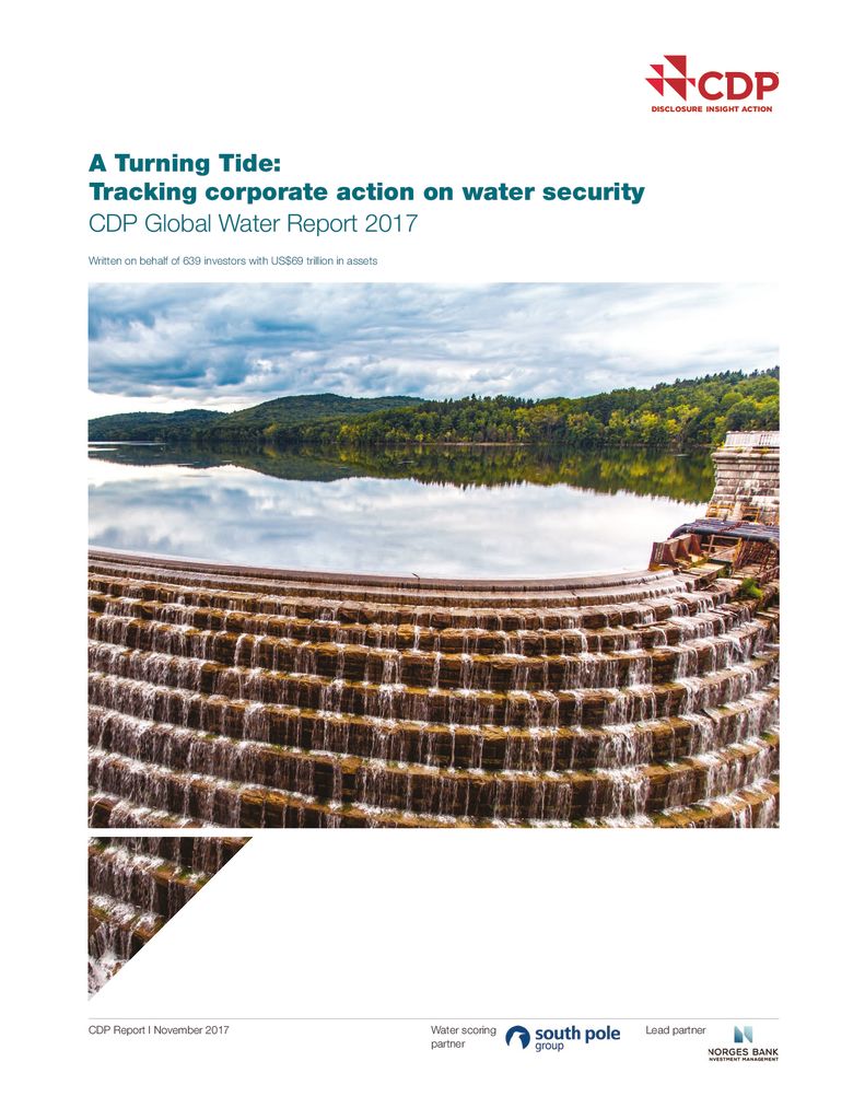 2017. A Turning Tide – Tracking corporate action on water security. CDP GLobal Water Report 2017