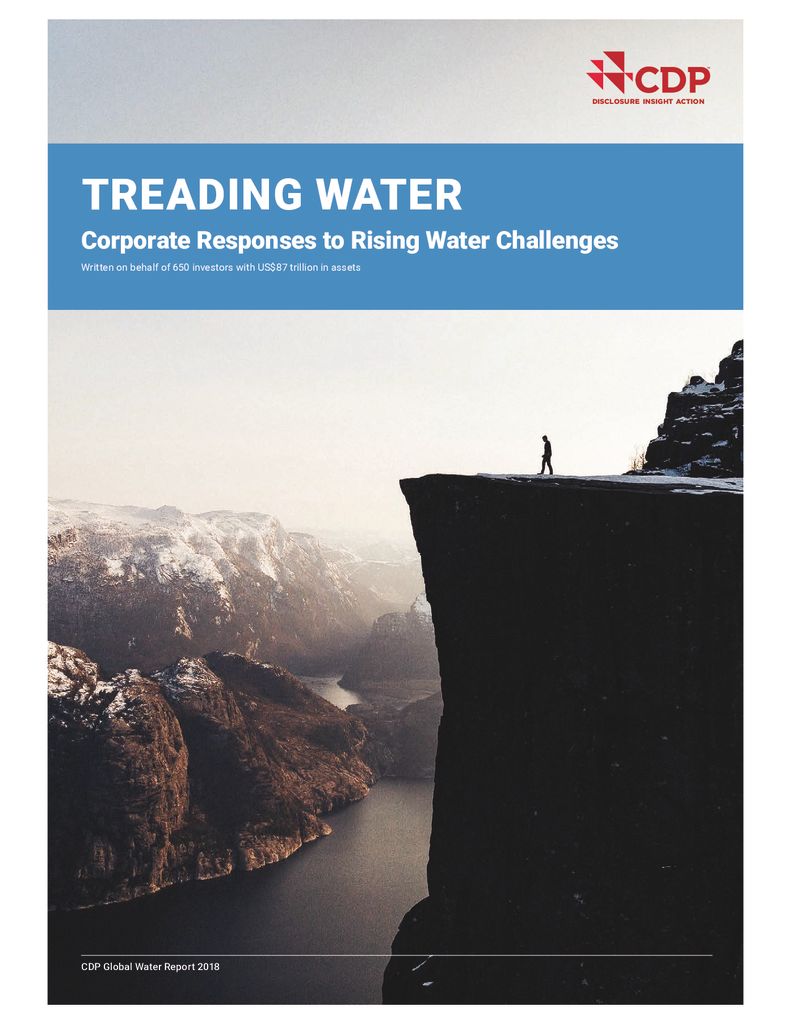 2018. Treading water. Corporate Responses to Rising Water Challenges. CDP Global Water Report 2018