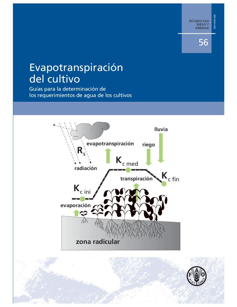 SF. Evapotranspiración del cultivo – Guías para la determinación de los requerimientos de agua de los cultivos. FAO