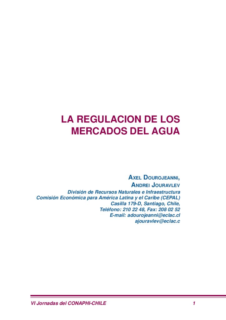 SF. La regulación de los mercados del agua