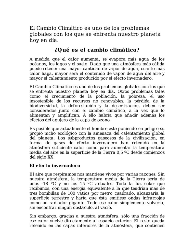 SF. Qué es el cambio climático