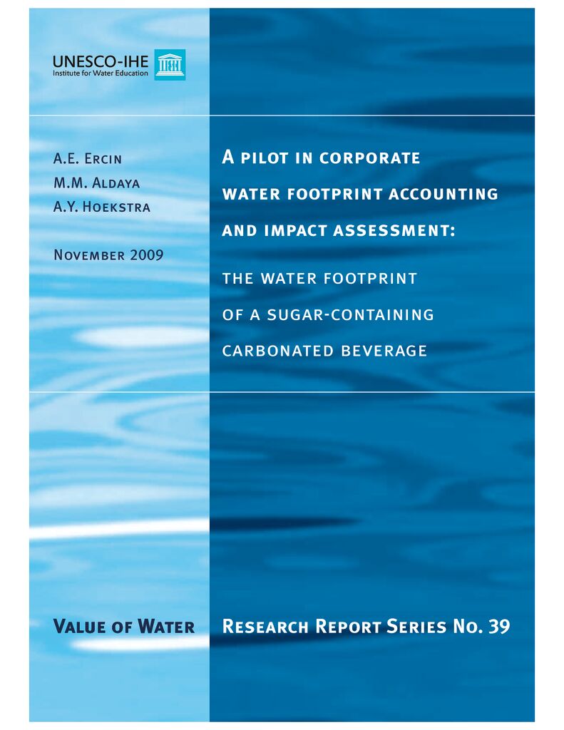 2009. Water Footprint Carbonated Beverages